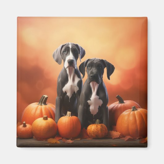Great Dane Puppy Autumn Delight Pumpen Magnet (Vorne)