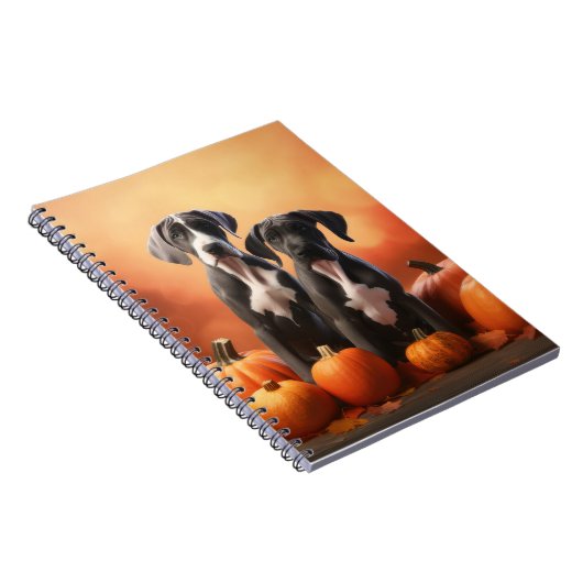 Great Dane Puppy Autumn Delight Pumpen Notizblock (Rechte Seite)