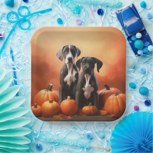 Great Dane Puppy Autumn Delight Pumpen Pappteller (Party)