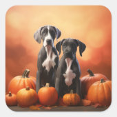 Great Dane Puppy Autumn Delight Pumpen Quadratischer Aufkleber (Vorderseite)