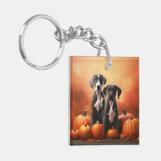 Great Dane Puppy Autumn Delight Pumpen Schlüsselanhänger (Vorderseite links)