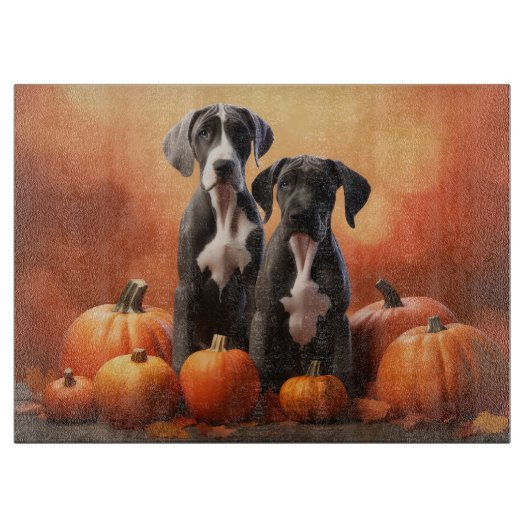 Great Dane Puppy Autumn Delight Pumpen Schneidebrett (Vorderseite)