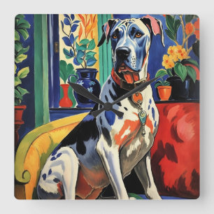 Great Dane Quadratische Wanduhr