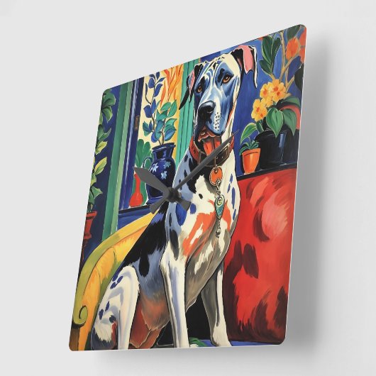 Great Dane Quadratische Wanduhr (Winkel)