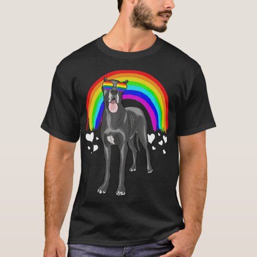 Great Dane Rainbow Sunglasses Gay Pride LGBT T-Shirt (Vorderseite)