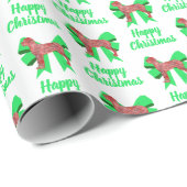 Great Dane Red Christmas Dog & Green Bow White Geschenkpapier (Rolleneckpunkt)
