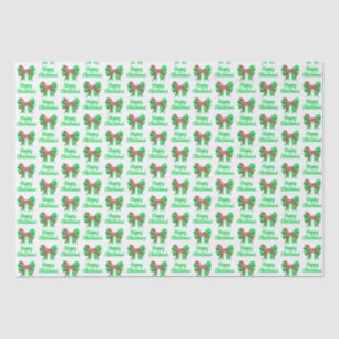 Great Dane Red Christmas Dog & Green Bow White Seidenpapier