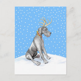 Great Dane Reindeer Christmas Black UC Feiertagspostkarte