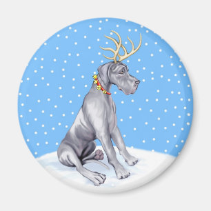 Great Dane Reindeer Christmas Blue UC Magnet