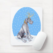Great Dane Reindeer Christmas Blue UC Mousepad (Mit Mouse)