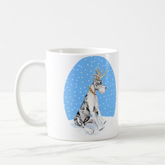 Great Dane Reindeer Christmas Harlequin Kaffeetasse (Links)