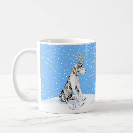 Great Dane Reindeer Christmas Harlequin UC Kaffeetasse (Links)