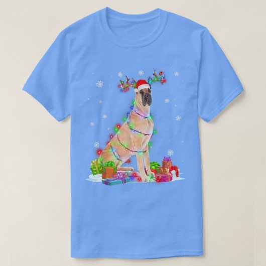 Great Dane Rentier Weihnachtslicht Funny Dog Xma T-Shirt (Design vorne)