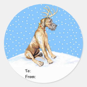 Great Dane Rentier Weihnachtsmarken UC Geschenkmar Runder Aufkleber