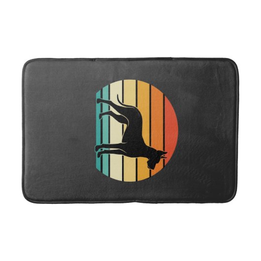 Great Dane Retro Sunset Dog Silhouette Badematte (Vorderseite)