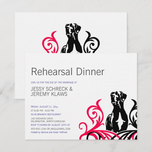 Great Dane rosa Probe Einladung (Vorne/Hinten)