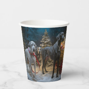 Great Dane Schneeschlitten Weihnachtsdekoration Pappbecher