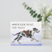 Great Dane Schreiben oder Reiten Postkarte (Stehend Vorderseite)