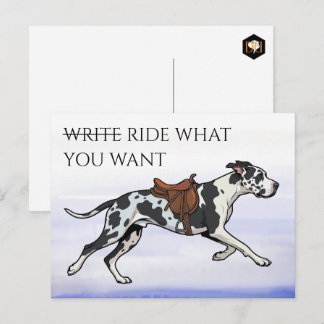 Great Dane Schreiben oder Reiten Postkarte