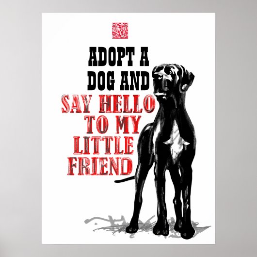 Great Dane-Schutzposter mit QR-Code für Spenden Poster (Vorne)