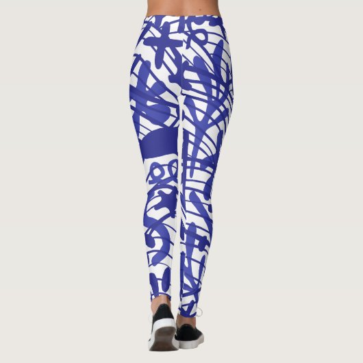 Great Dane Silhouette Blue Pattern Leggings (Rückseite)