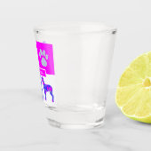 Great Dane Silhouette Dog & Paw Pink Blue Square Schnapsglas (Rechts)