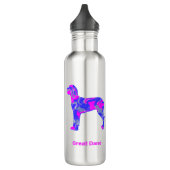 Great Dane Silhouette Dog Pink & Blue Edelstahlflasche (Links)