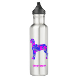Great Dane Silhouette Dog Pink & Blue Edelstahlflasche
