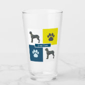 Great Dane Silhouette Hund & Paw Y&B Grid Glas (Vorderseite)