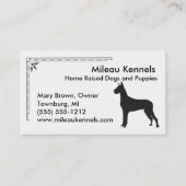 Great Dane Silhouette Visitenkarte (Vorderseite)