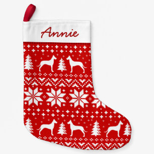 Great Dane Silhouetten Muster Rot und Weiß Niedli Kleiner Weihnachtsstrumpf