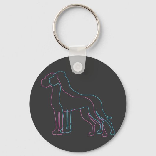 Great Dane Silhouetten Schlüsselanhänger (Vorderseite)