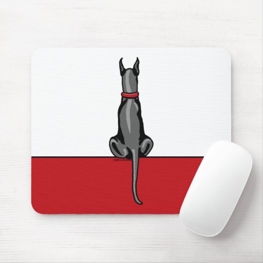 Great Dane Sit Black Mousepad (Mit Mouse)