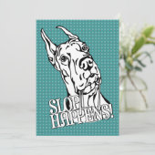 Great Dane Slop Happens BW Einladung (Stehend Vorderseite)