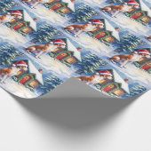 Great Dane Snowy Cabin Santa Hat Christmas Art Geschenkpapier (Ecke)