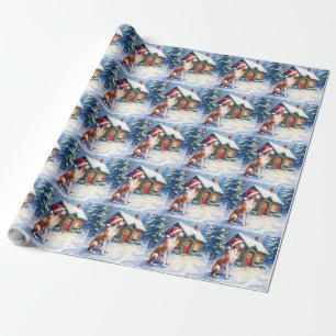 Great Dane Snowy Cabin Santa Hut Weihnachtskunst Geschenkpapier