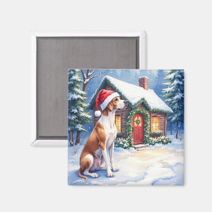 Great Dane Snowy Cabin Santa Hut Weihnachtskunst Magnet