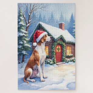 Great Dane Snowy Cabin Santa Hut Weihnachtskunst Puzzle