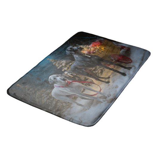 Great Dane Snowy Sleigh Weihnachtsdekor Badematte (Schrägansicht)