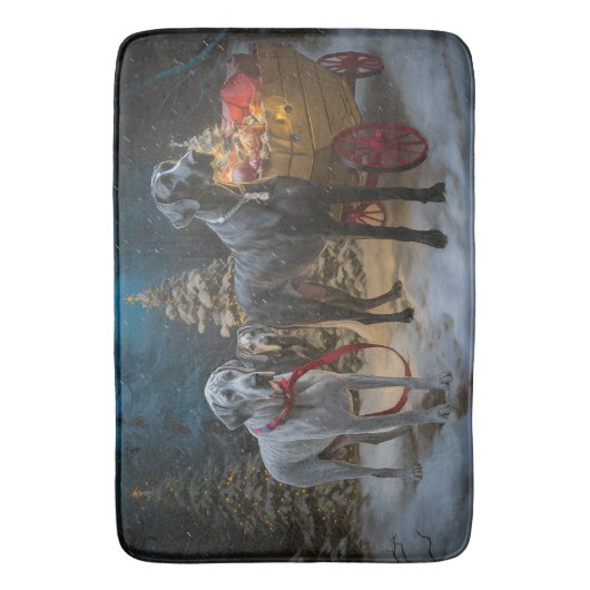 Great Dane Snowy Sleigh Weihnachtsdekor Badematte (Vorderseite Vertikal)