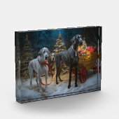 Great Dane Snowy Sleigh Weihnachtsdekor Fotoblock (Links)