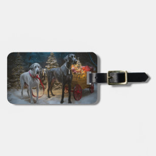 Great Dane Snowy Sleigh Weihnachtsdekor Gepäckanhänger