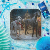 Great Dane Snowy Sleigh Weihnachtsdekor Pappteller (Party)