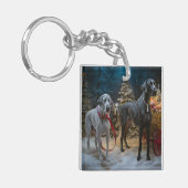 Great Dane Snowy Sleigh Weihnachtsdekor Schlüsselanhänger (Vorderseite links)