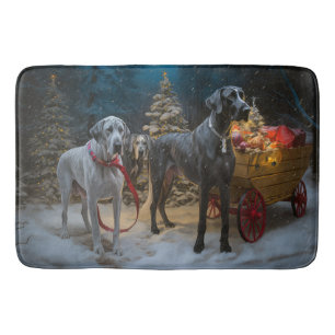 Great Dane Snowy Sleigh Weihnachtsdekoration Badematte
