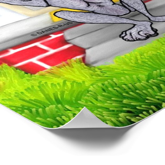 Great Dane SPIT Blue Poster (Ecke)