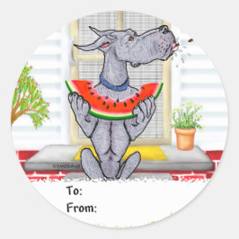 Great Dane SPIT Blue Runder Aufkleber