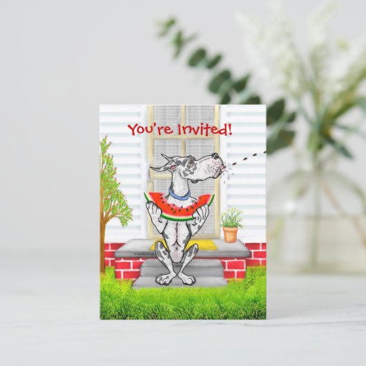 Great Dane SPIT Harlequin Einladung (Stehend Vorderseite)