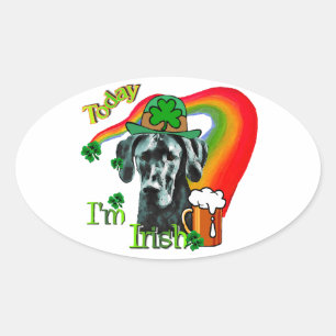 Great Dane St Patricks Day Ovaler Aufkleber