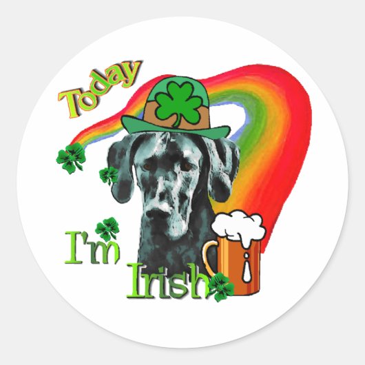Great Dane St Patricks Day Runder Aufkleber (Vorderseite)